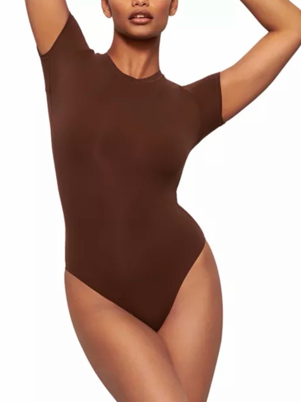 SKIMS Brown Short-Sleeve Crewneck Bodysuit